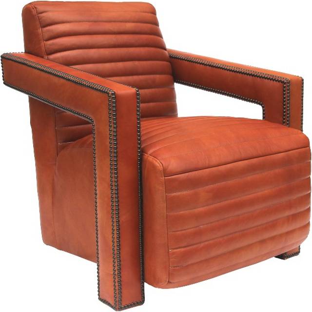 Mitford Custom Made Vintage Armchair Distressed Real Leather - Brown - 1 Seater/Chair