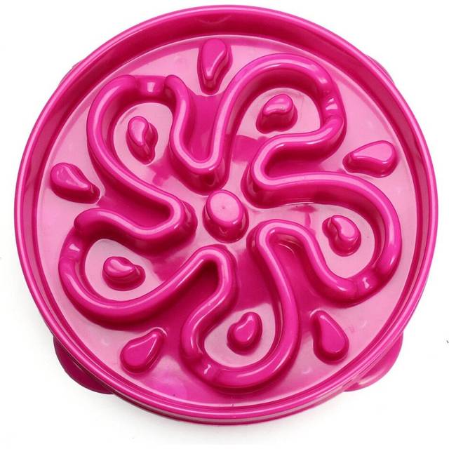 (Purple, S) Dog Slow Food Bowl Down Eating Feeder Dish Pet Dog Cat Feeding Anti Slip Gulp
