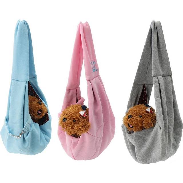 (Blue Dark Grey Pink) Reversible Small Dog Cat Sling Carrier Handbag Bag Travel Double Sided