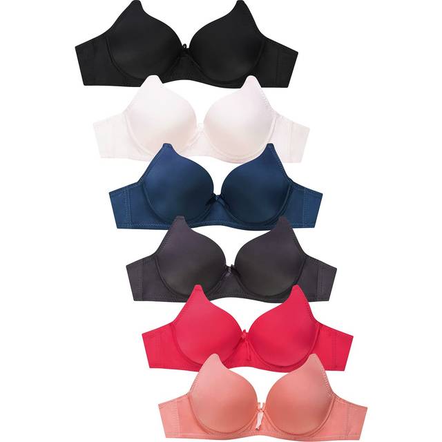 Mamia Women's Basic Lace/Plain Lace Bras (Pack of 6)- Various Styles (