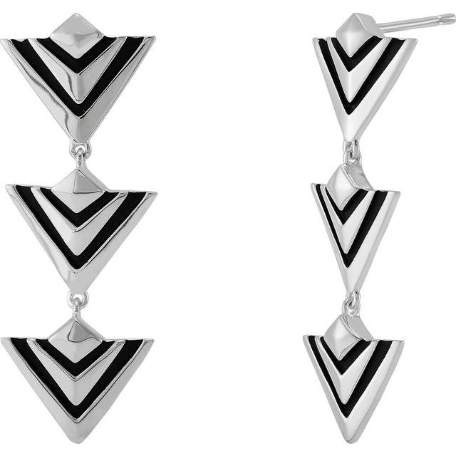 Silpada 'Good Vibes Spiked Drop Earrings' in Sterling Silver - White