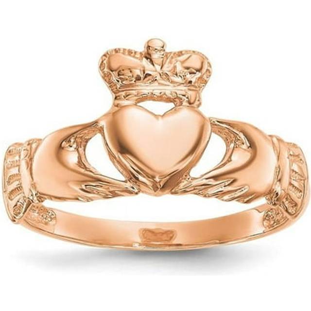 14K Rose Gold Polished Claddagh Ring - Size 7