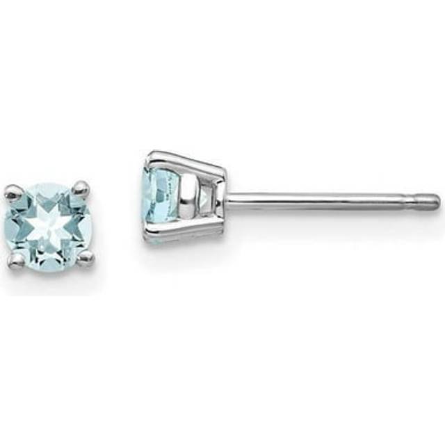 14K White Gold Aquamarine Post Earrings