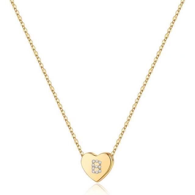 M MOOHAM Initial Necklace for Girls  Dainty 14K Gold Plated Letter D Initial Heart Pendant Necklace for Women Girls  Valentines Mothers Day Girls Gift