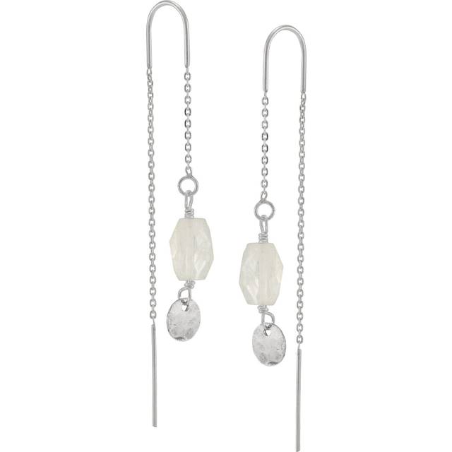 Silpada 'Chalk and Key' Threader Moonstone Earrings in Sterling Silver - White