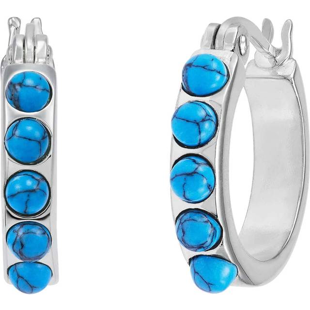 Silpada 'December Birthday Wish' Turquoise Huggie Earrings In Sterling Silver - Teal