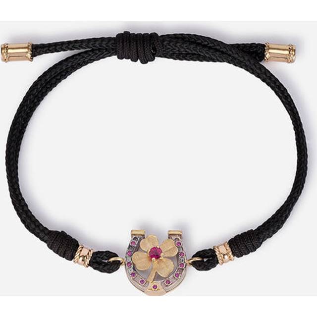 Dolce & Gabbana Good Luck Bracelet Fabric With A Pendant In 18 Carat Yellow Gold - Man Bracelets Gold M
