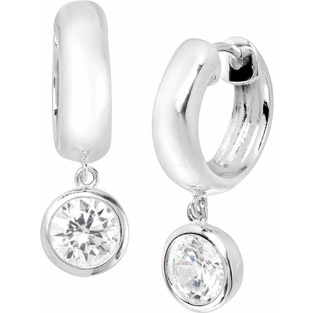 Silpada 'Delicate' Huggie Hoop Earrings with Cubic Zirconias in Sterling Silver - White