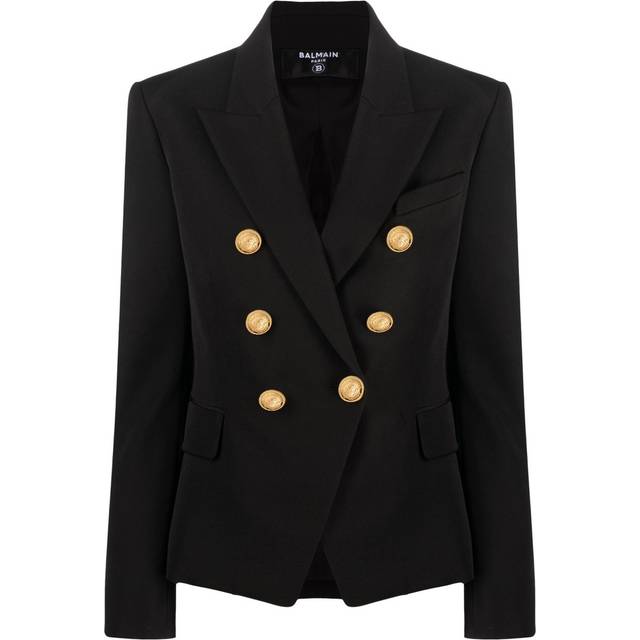 Balmain - 6-Buttons double-breasted blazer - women - Cotton/Virgin Wool/Viscose - 36 - Black