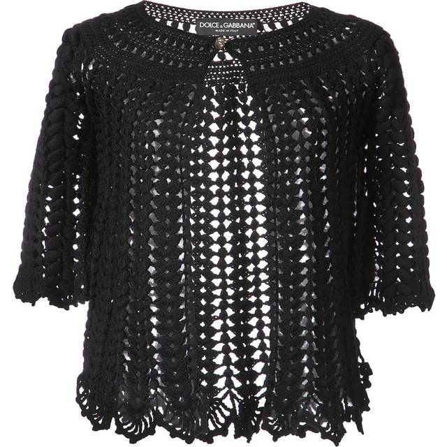 Dolce & Gabbana - cropped knit cardigan - women - Wool - 38 - Black