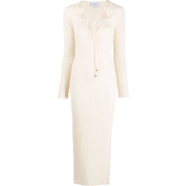 Casablanca - cut-out bouclé dress - women - Polyester - S - Neutrals