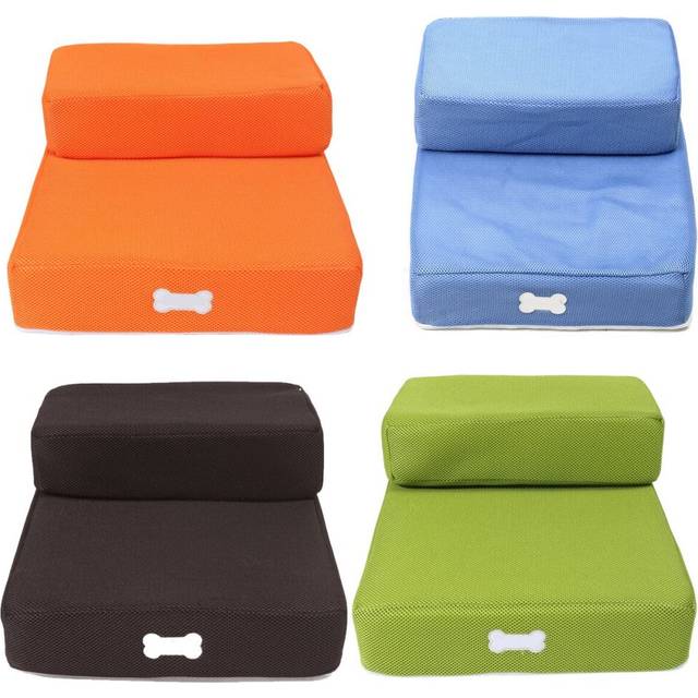 (Coffee) Pet Stair 2 Step Portable Puppy Dog Cat Soft Indoor Sofa Bed Folding Ramp Ladder Pet Bed