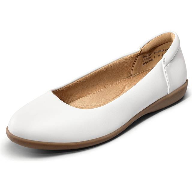 DREAM PAIRS Womens Comfortable Ballet Dressy Work Flats - Round Toe Slip on Office Shoes  White - 8.5 (Sdfa2312w)