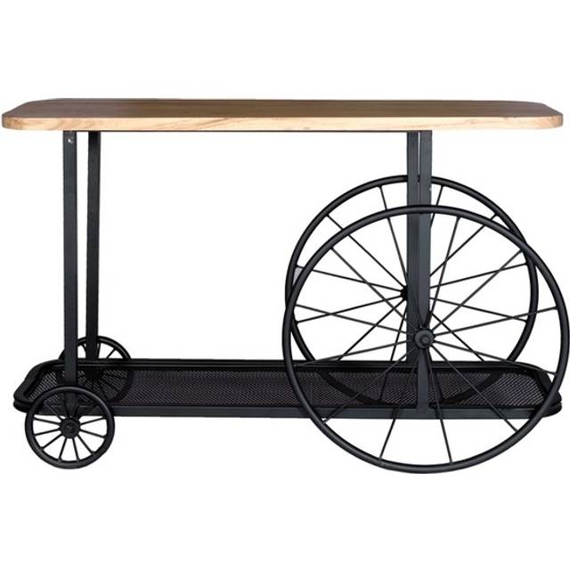 Industrial Creative Hall Wheel Console Table - Light Wood - Brown