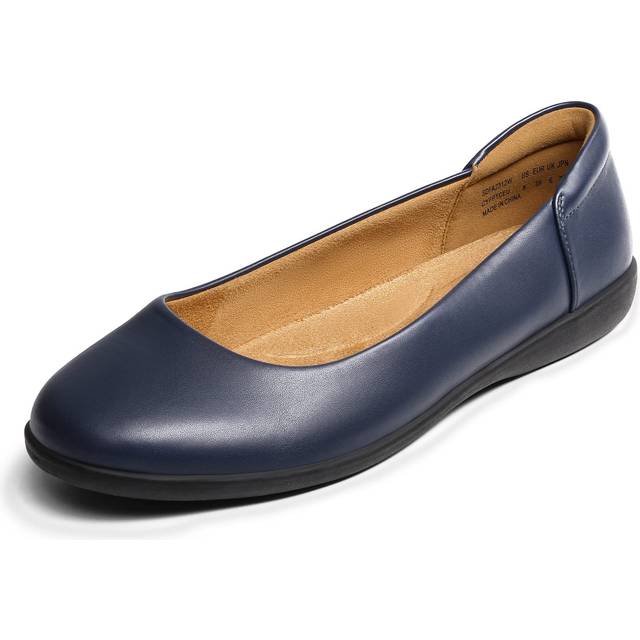 DREAM PAIRS Womens Comfortable Ballet Dressy Work Flats - Round Toe Slip on Office Shoes  Navy - 8 (Sdfa2312w)