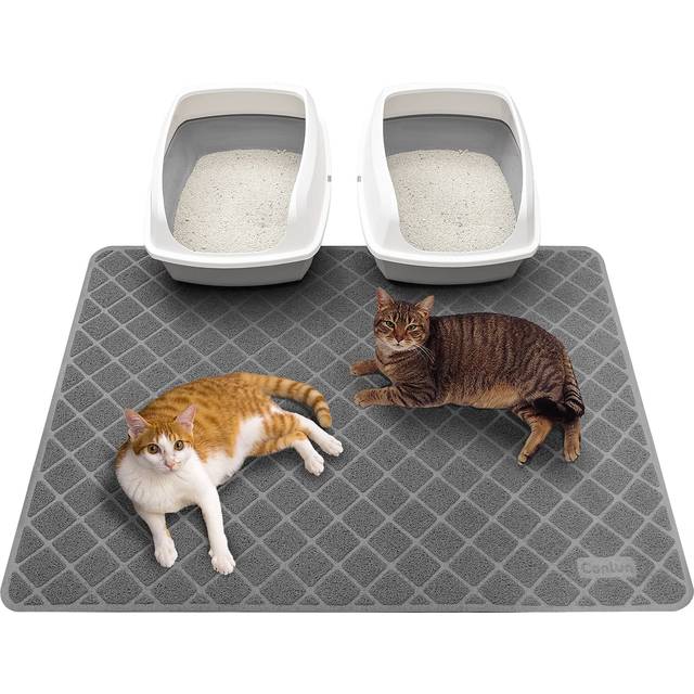 Cat Litter Mat Litter Trapping Mat, 119 x 89 cm Cat Litter Tray Mat, Premium PVC Grid Mesh Scatter Control Design Litter