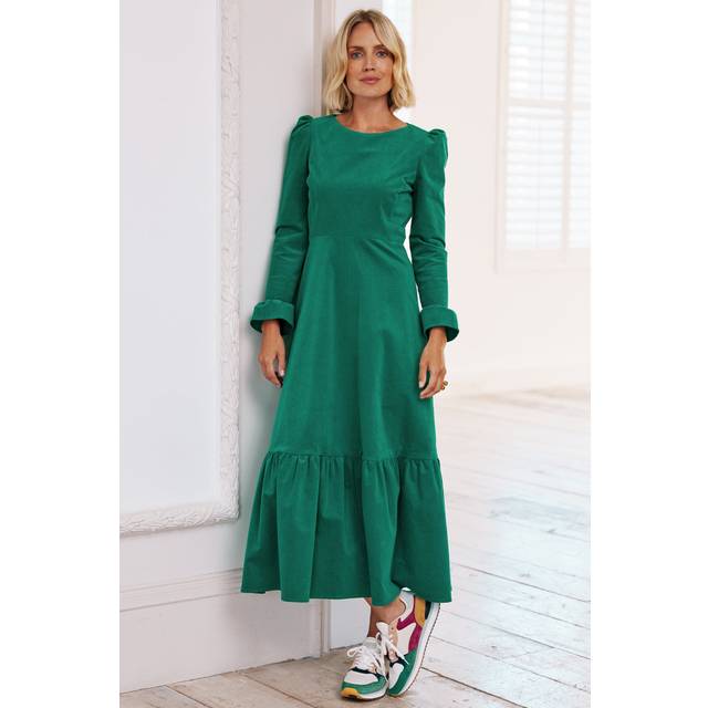 Victoria Long Sleeve Stretch Corduroy Dress | Alpine Green