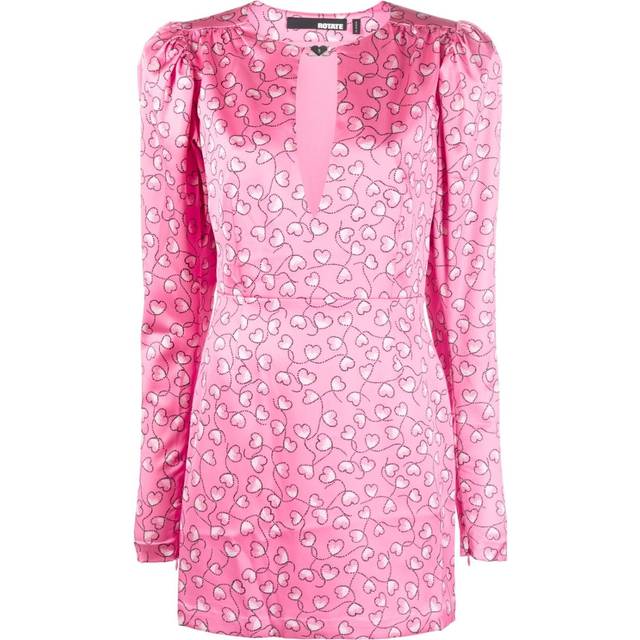 ROTATE BIRGER CHRISTENSEN - heart-print satin minidress - women - Recycled Polyester/Spandex/Elastane/Polyester/Polyester - 40 - Pink