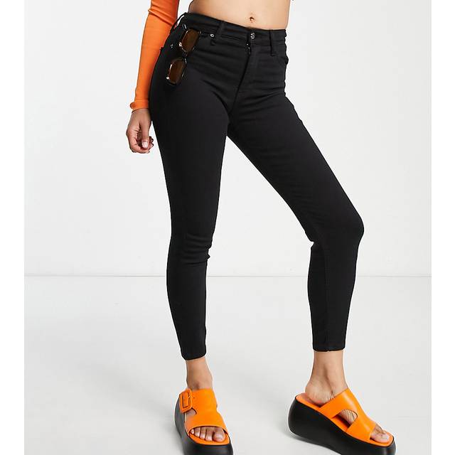 Topshop Petite – Jamie – Svarta, skinny jeans med hög midja-Svart/a