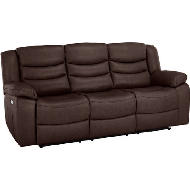 Two Tone Brown Leather Sofas - 3 Seater Electric Recliner Sofa - Marlow Range - Oak Furnitureland