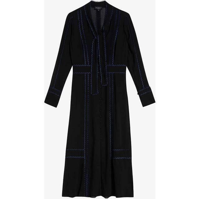 Ted Baker Womens Black Claiirr Scallop-trim Woven Midi Dress 6 - BLACK