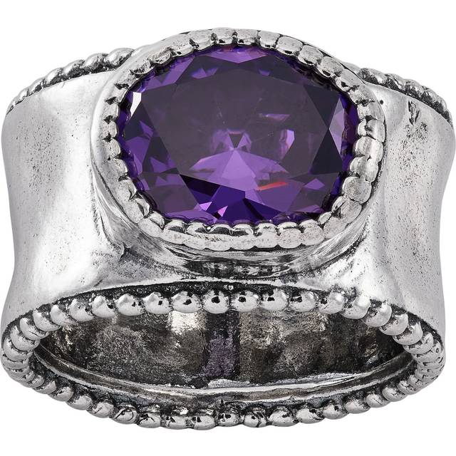 Silpada 'Royalty Row' Purple Cubic Zirconia Band Ring in Sterling Silver - 5