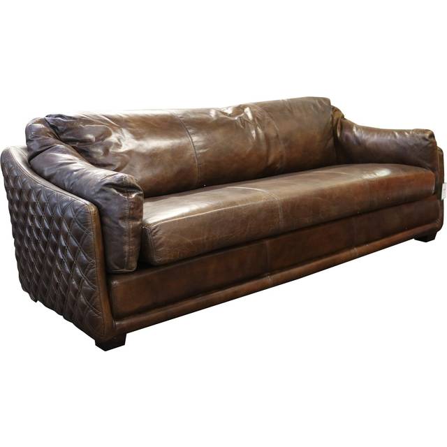 Ashford Vintage Retro 3 Seater Sofa Vintage Brown Distressed Real Leather
