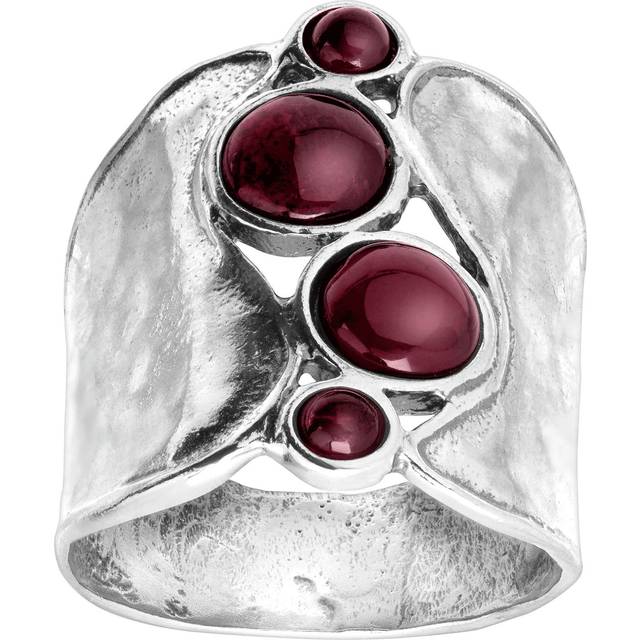 Silpada 'Pebbled Path' Natural Garnet Ring in Sterling Silver - Red