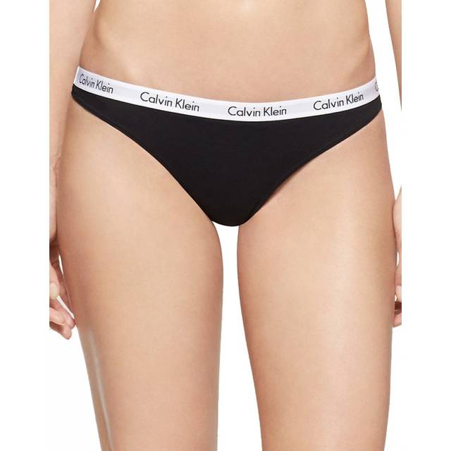 Calvin Klein Women's Carousel Logo Cotton Stretch Thong Panties  3 Pack  Black/White/Grey  Large