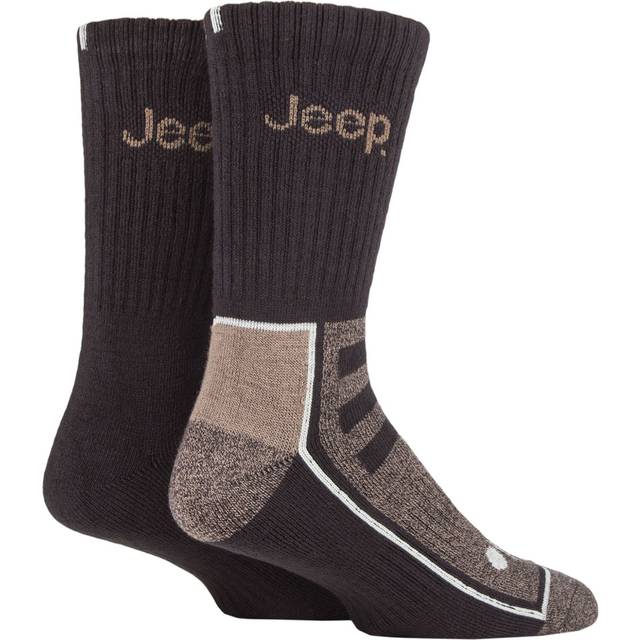 Mens 2 Pair Jeep Exclusive to SOCKSHOP Bamboo Boot Socks Brown / Earth 6-11 Mens