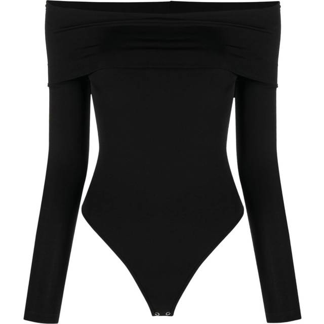 Materiel - off-shoulder long-sleeve bodysuit - women - Viscose/Spandex/Elastane - L - Black