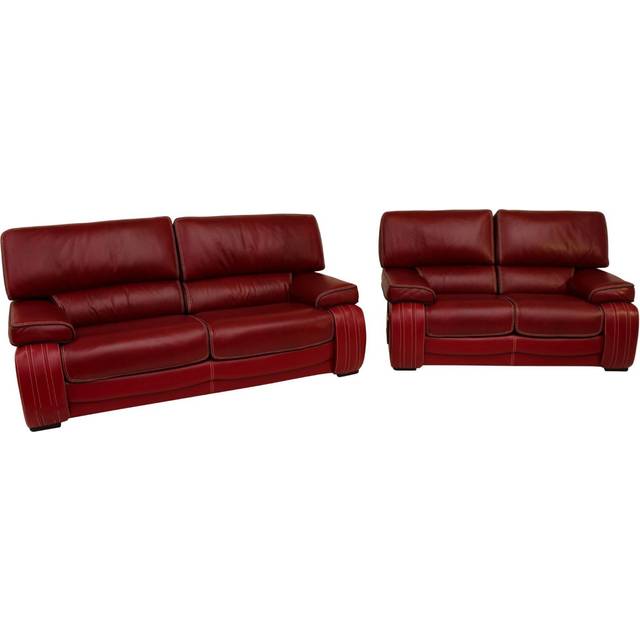 Livorno Handmade 3 Seater + 2 Seater Sofa Suite Genuine Italian Red Real Leather - Suite Offers