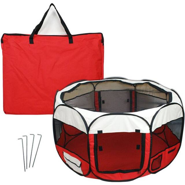 (Red) Outdoors Large Dogs Pet House Breathable Portable Dog Tent for Dog House Octagon Pet Playpen