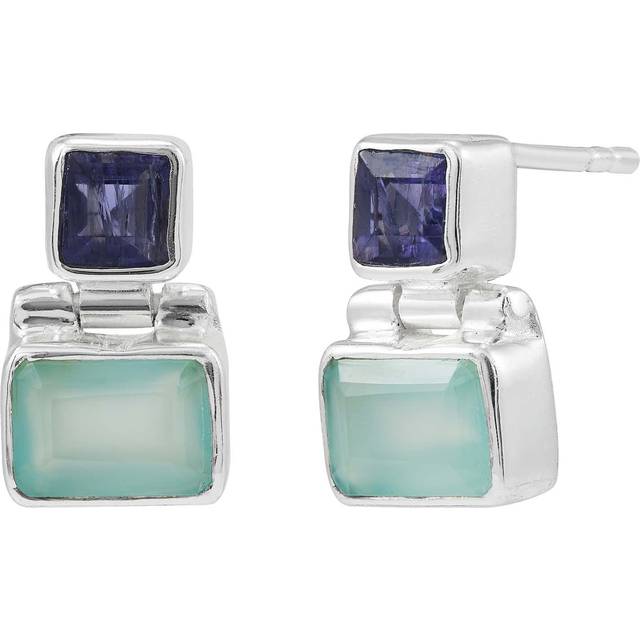Silpada 'Mermaid's Cove' Iolite and Aquamarine Drop Earrings In Sterling Silver - Blue