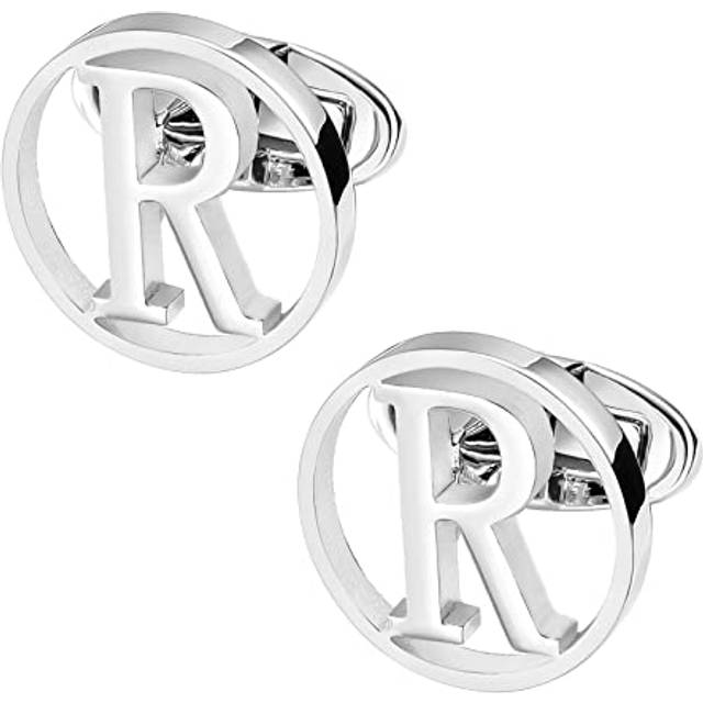 GWD Cufflinks for Men Classic Tuxedo Shirt Wedding Cuff Links Personalized Initials A-Z Gift (R)