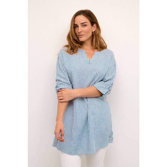 Cream Venta Three-Quarter Sleeve Relaxed Fit Tunic - Blue