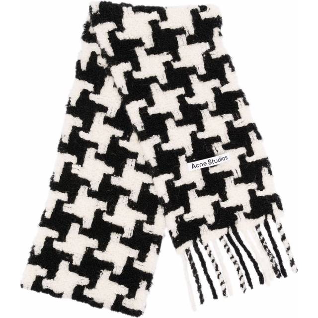 Acne Studios - houndstooth-pattern knitted scarf - unisex - Nylon/Alpaca - One Size - White