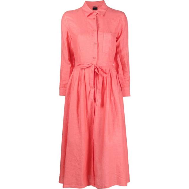 ASPESI - long-sleeve midi shirt dress - women - Linen/Flax - 40 - Pink