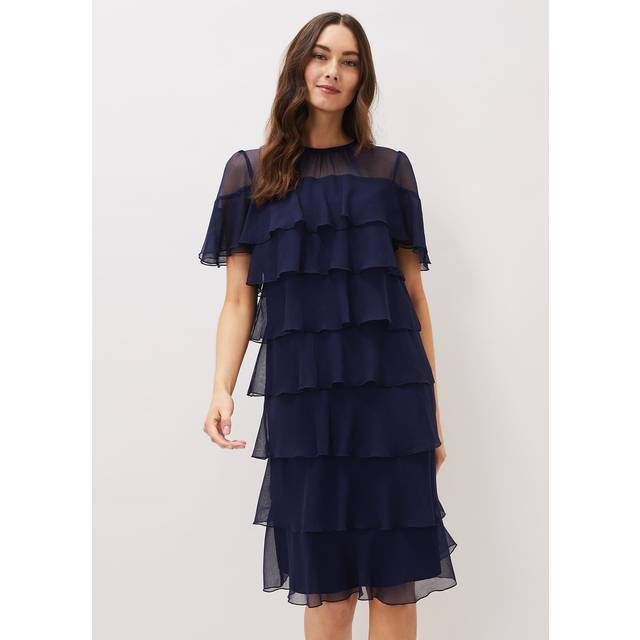 Phase Eight Women's Nika Tiered Shift Dress - Navy - 6