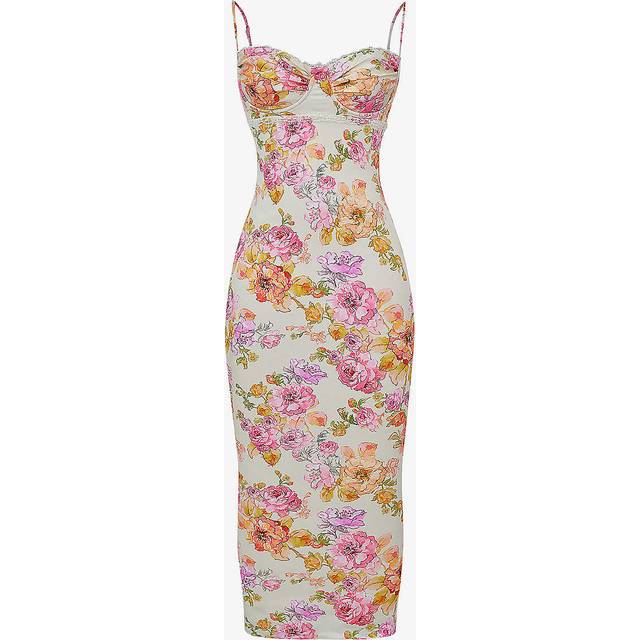 House of Cb Womens Ivory Floral Josefina Floral-print Stretch-woven Maxi Dress L - IVORY FLORAL
