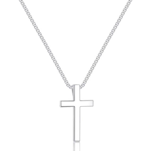 Ursteel Cross Necklace for Men  925 Sterling Silver Pendant Mens Cross Necklaces Stainless Steel Cross Necklace for Men 16 Inch Necklace Jewelry Gifts