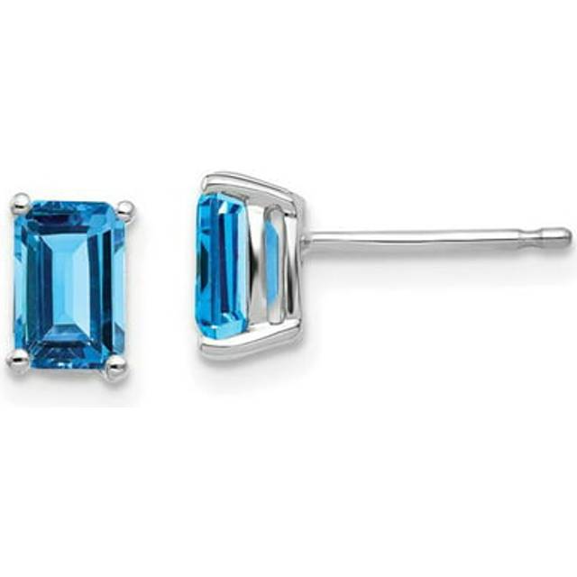 14K White Gold 6 x 4 mm Emerald Earrings Mounting