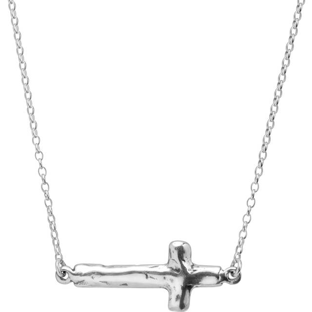 Silpada 'Cross My Art' Horizontal Cross Necklace in Sterling Silver, 18" + 2" - White