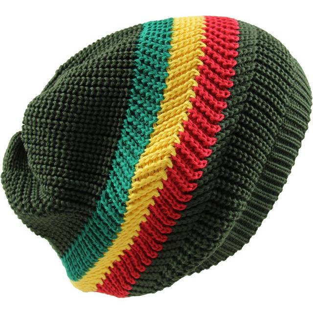 RW Knitted Cotton Classic Rasta Beanie (Olive/Rasta)