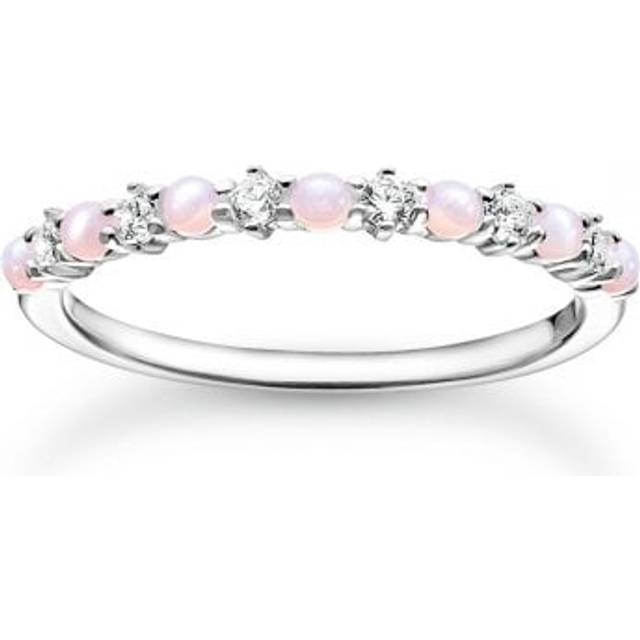 THOMAS SABO Sterling Silver Pink Opal-Imitation Cubic Zirconia Stacking Ring TR2343-166-7-60