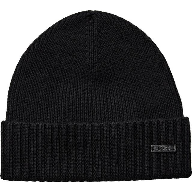 Boss Fati Ribbed Virgin Wool Beanie Hat
