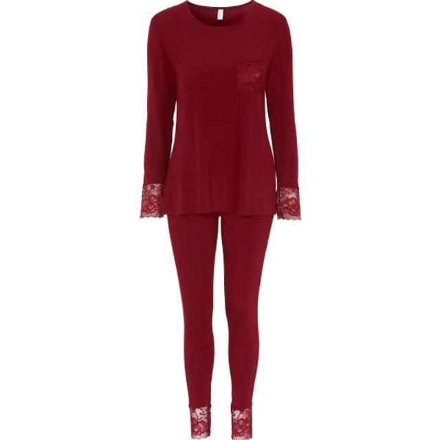 Damella Viscose Plain Pyjamas Set - Wine red - Small