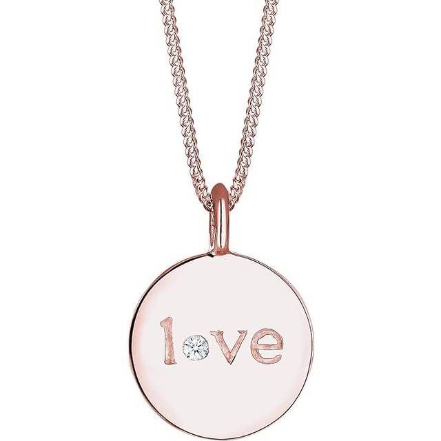 Elli Dam 925 sterlingsilver Xilion slipad diamant kärlek hänge halsband längd 45 cm, Sterlingsilver, Diamant