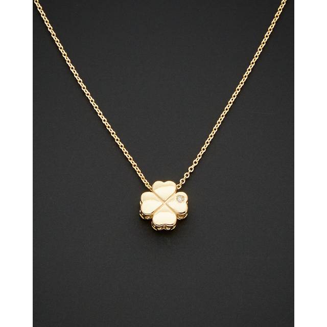 14K Italian Gold 0.01 ct. tw. Diamond Leaf Necklace