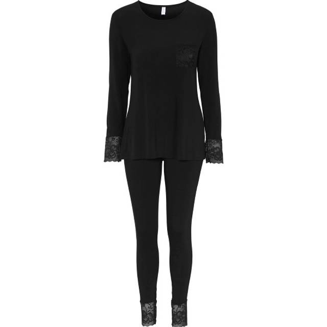 Damella Viscose Plain Pyjamas Set - Black - Large